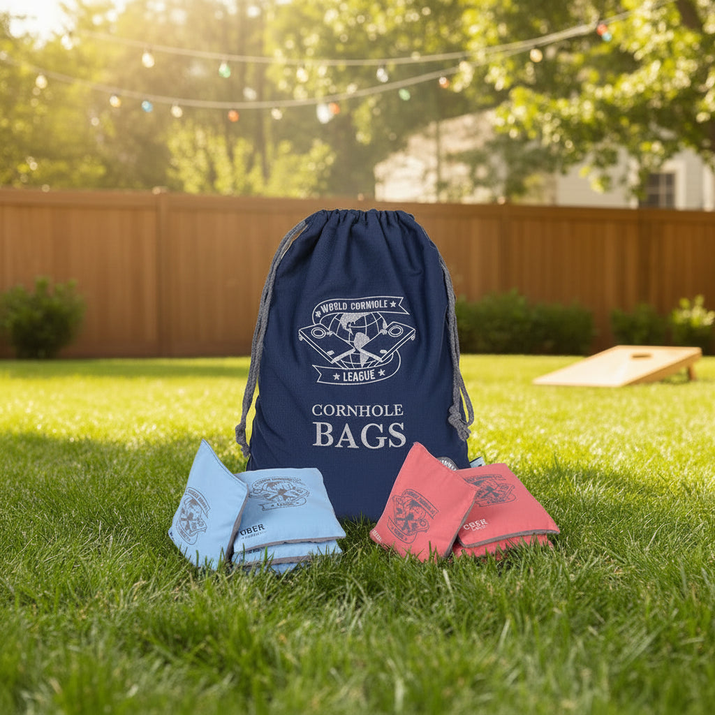 World Cornhole League Cornhole Bean Bags - 4 Sky & 4 Coral