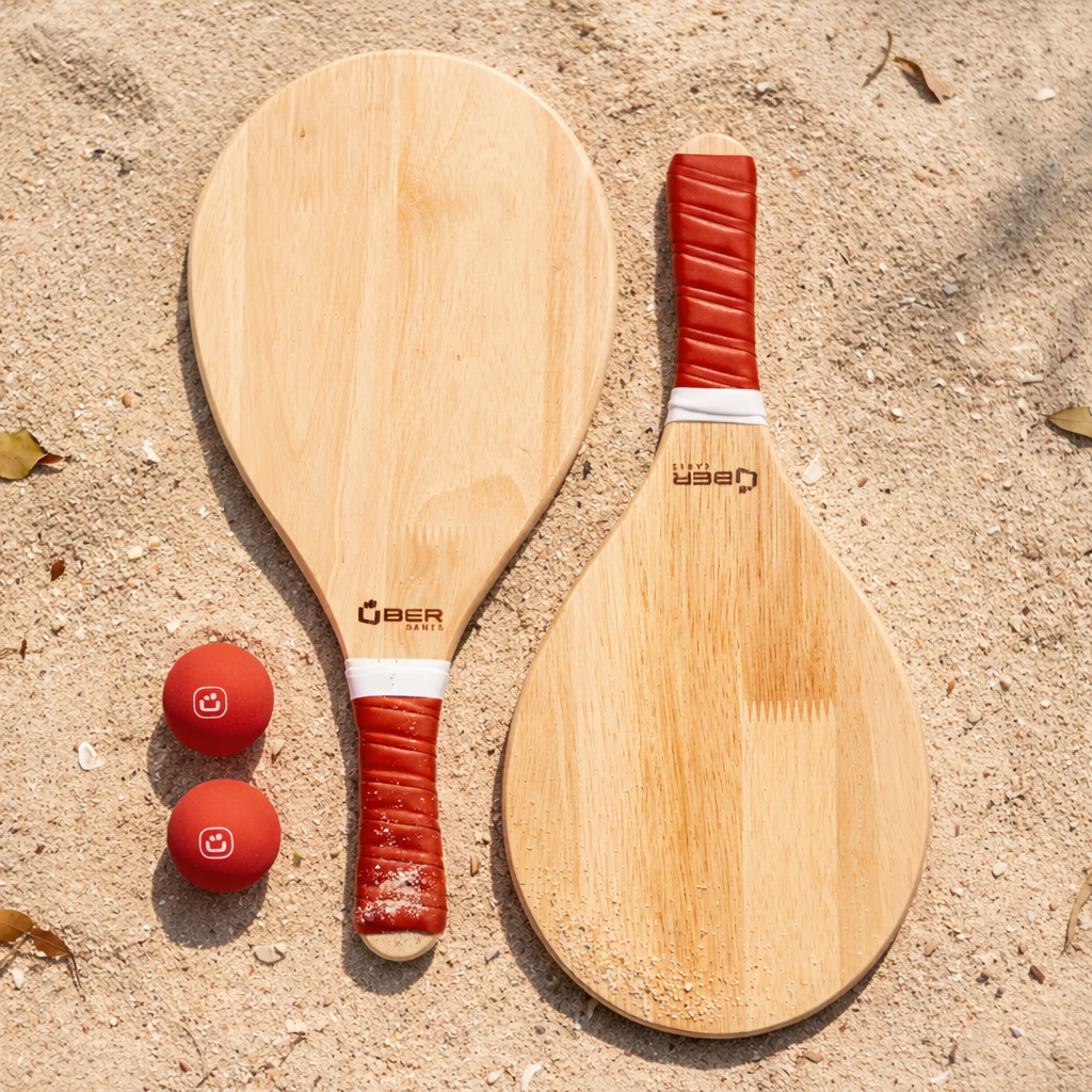 Bat and Ball Set - Rubber Wood - Red