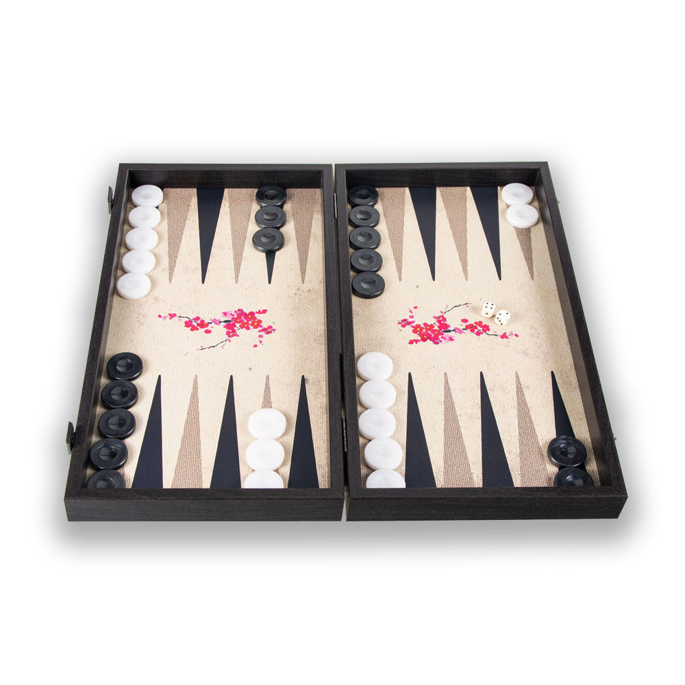 Manopoulos Oriental Cherry Blossom Art Premium Backgammon Set