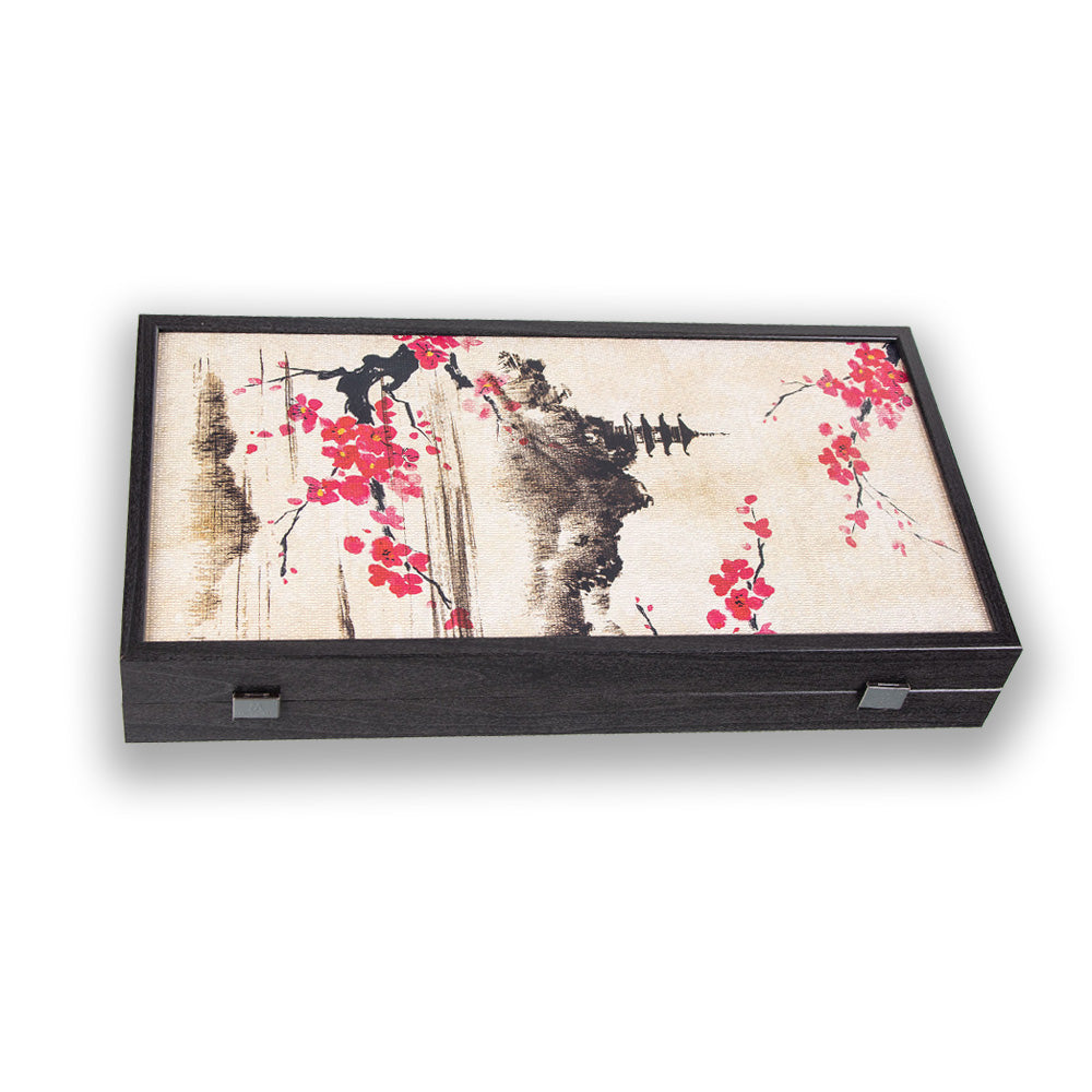 Manopoulos Oriental Cherry Blossom Art Premium Backgammon Set