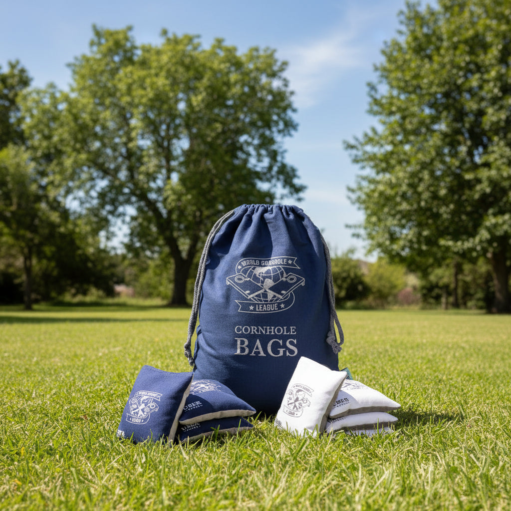 World Cornhole League Cornhole Bean Bags - 4 Navy & 4 White