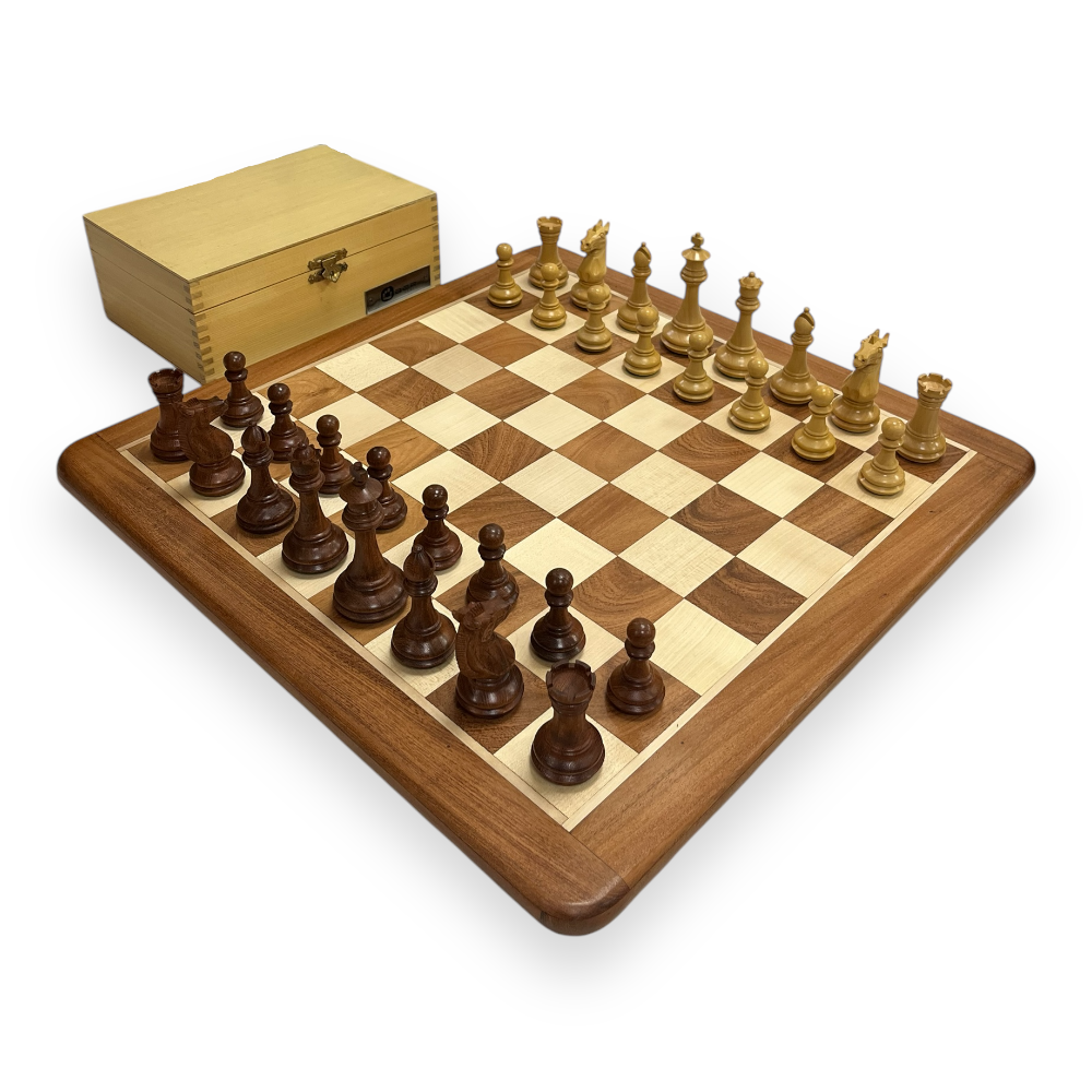 Uber Games Maghdoot Acacia Chess Set & Box – 4″ King