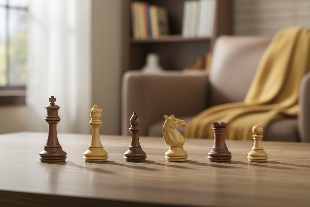 Uber Games Maghdoot Acacia Chess Set & Box – 4″ King