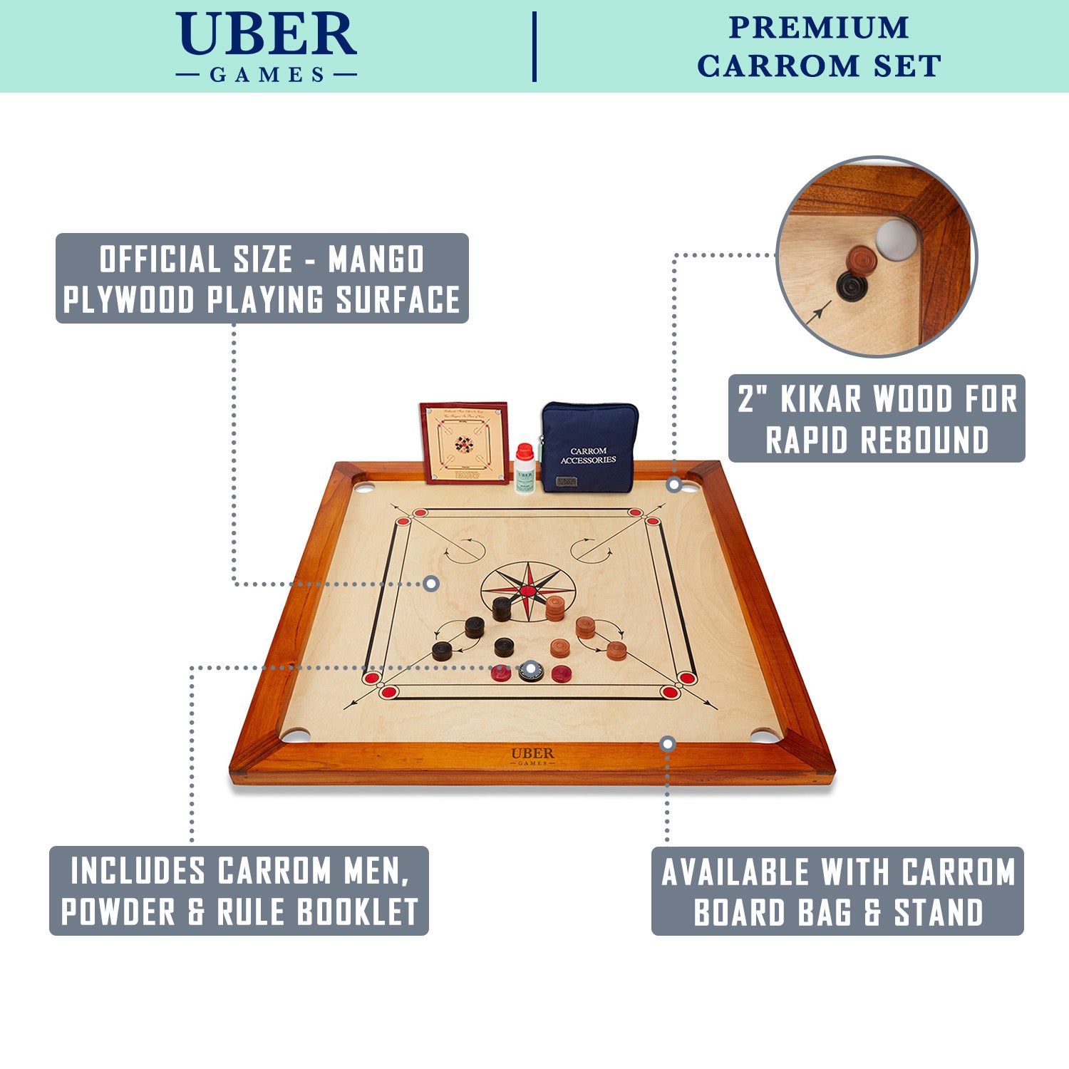 Premium Carrom Board Package