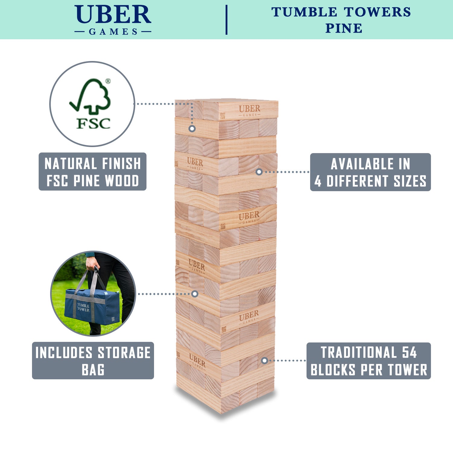 Giant Tumble Towers - Pine Wood