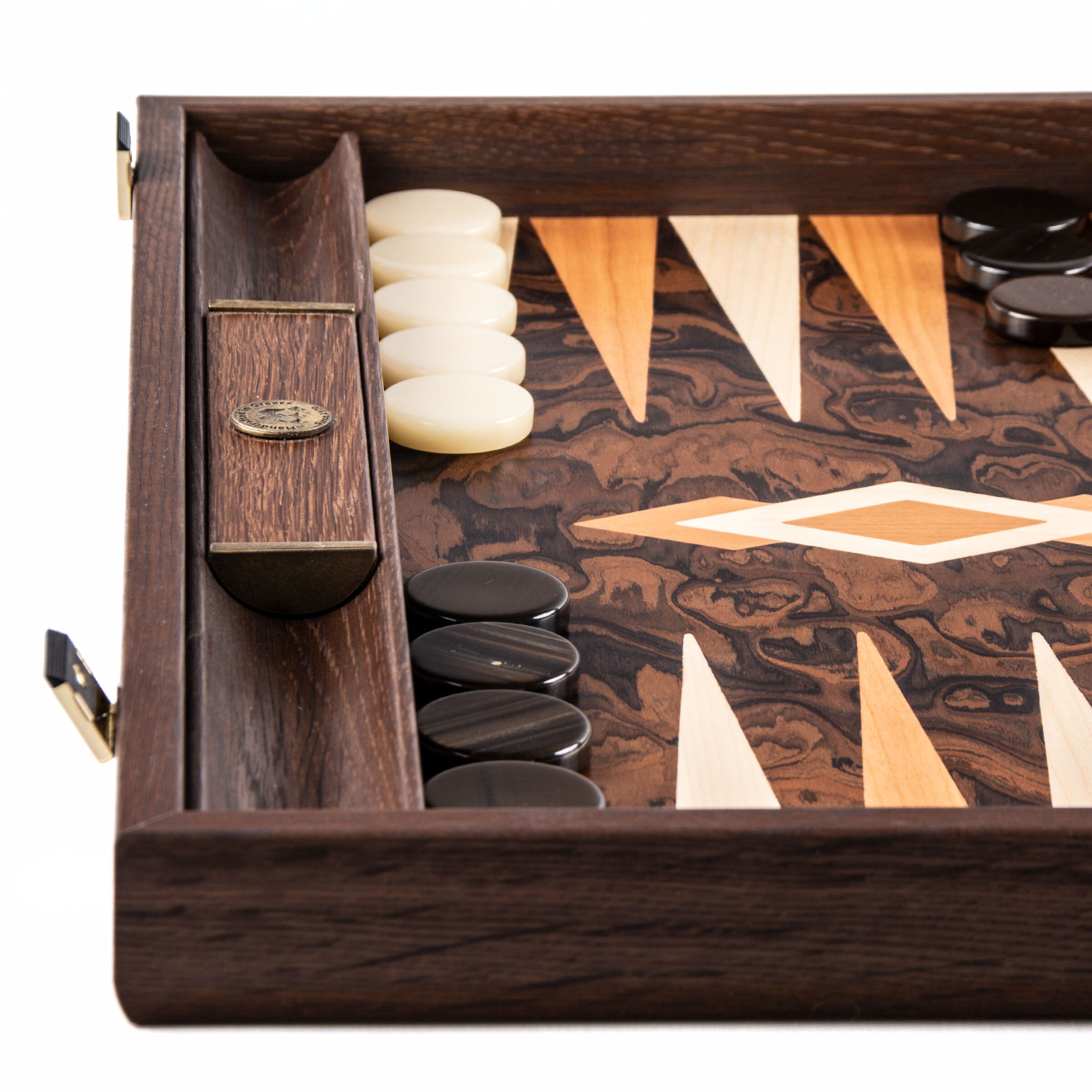 Manopoulos Californian Walnut Burl Luxury Backgammon Set