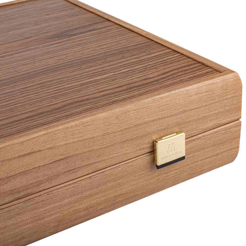 Manopoulos Walnut with Green Oak Luxury Backgammon Set