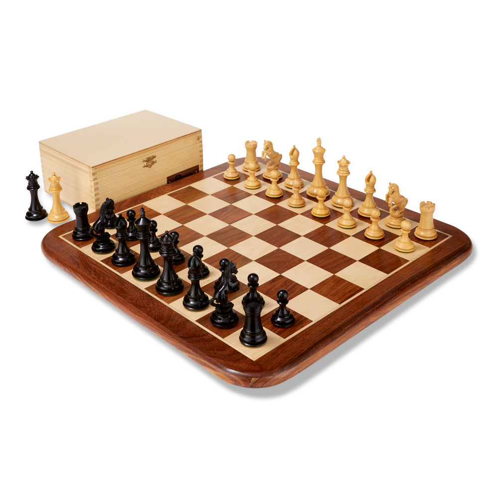 Uber Alexander Knight Ebony Wood Chess Pieces & Box – 4″ King