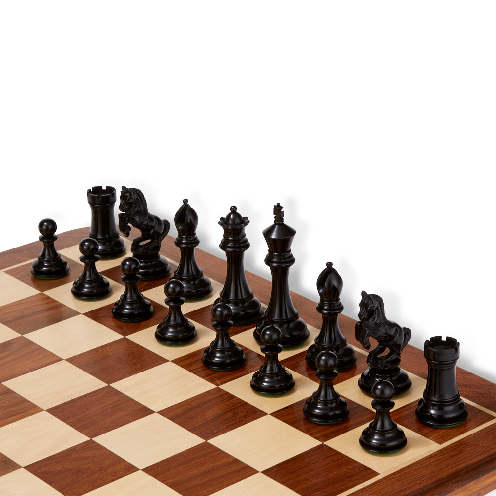 Uber Alexander Knight Ebony Wood Chess Pieces & Box – 4″ King