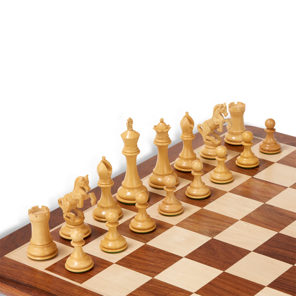 Uber Alexander Knight Ebony Wood Chess Pieces & Box – 4″ King