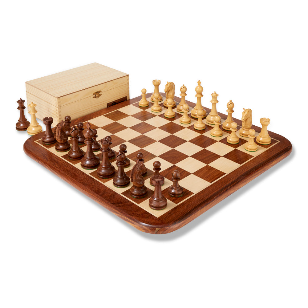 Uber Armoured Staunton Rosewood Chess Pieces & Box - 6" King