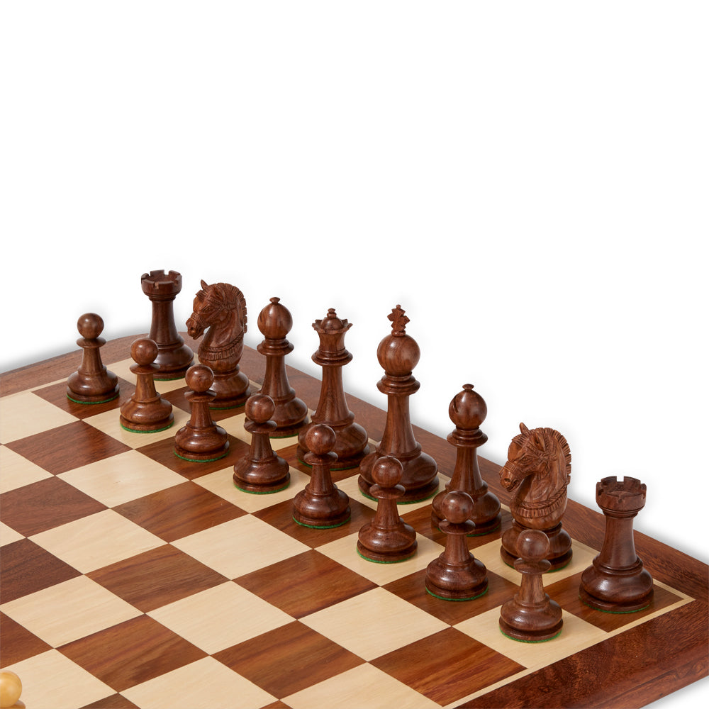 Uber Armoured Staunton Rosewood Chess Pieces & Box - 6" King