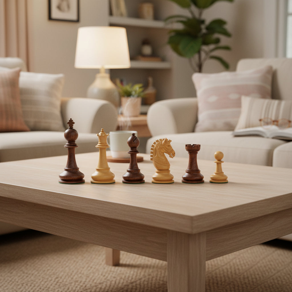 Uber Armoured Staunton Rosewood Chess Pieces & Box - 6" King