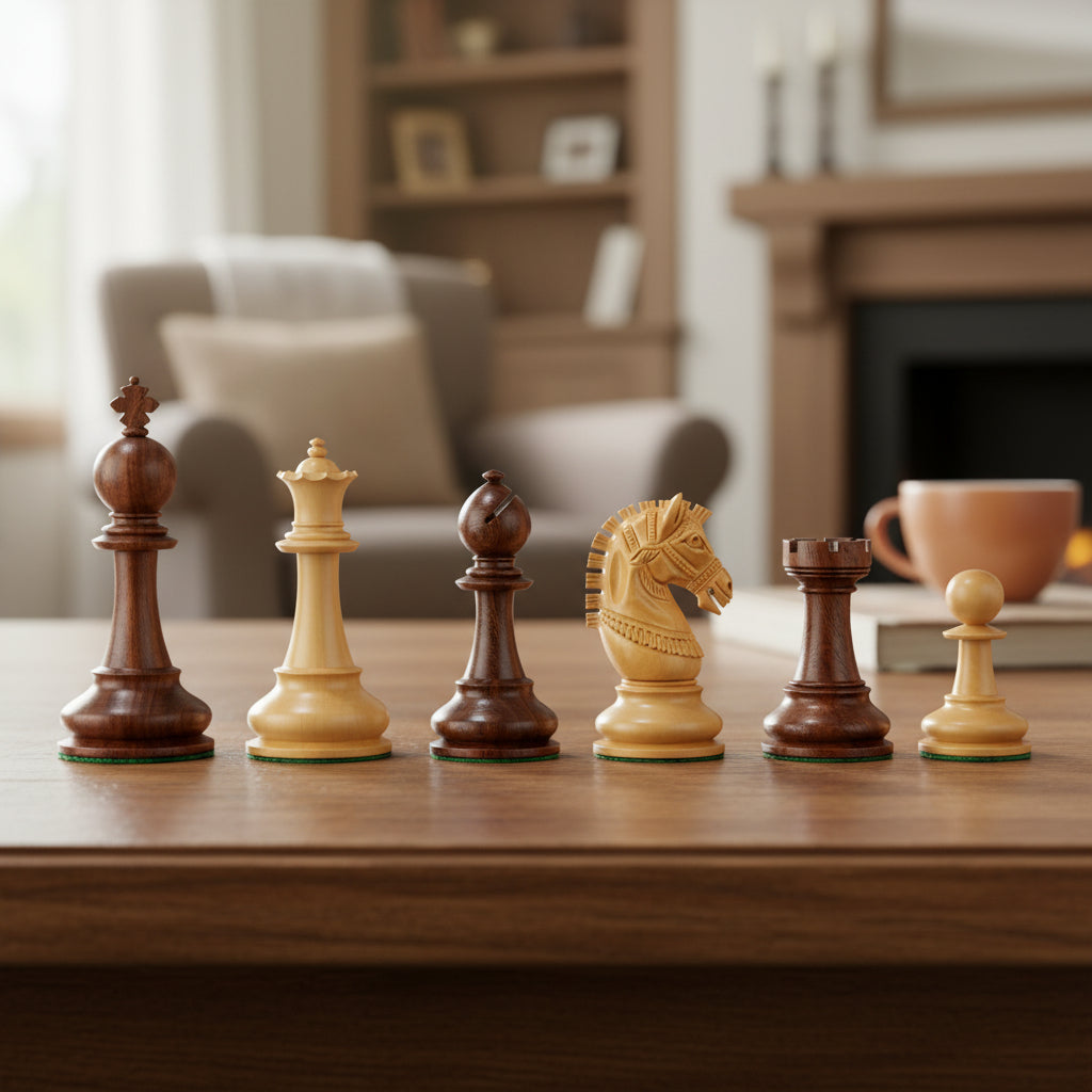 Uber Armoured Staunton Sheesham Chess Set & Box – 4.25″ King