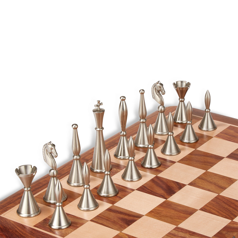 Art Deco Brass Chess Pieces & Box
