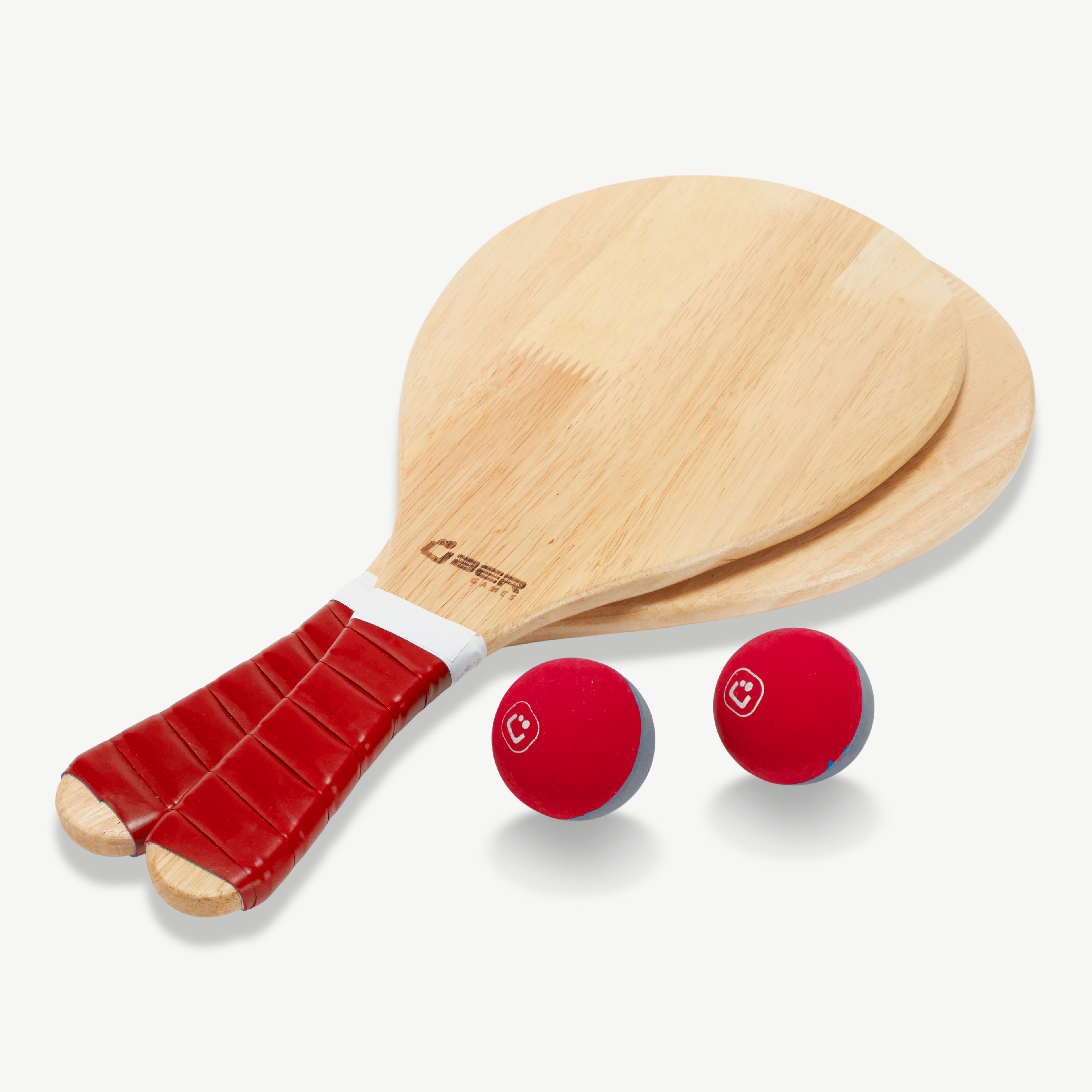 Bat and Ball Set - Rubber Wood - Red