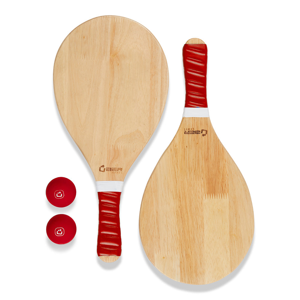 Bat and Ball Set - Rubber Wood - Red