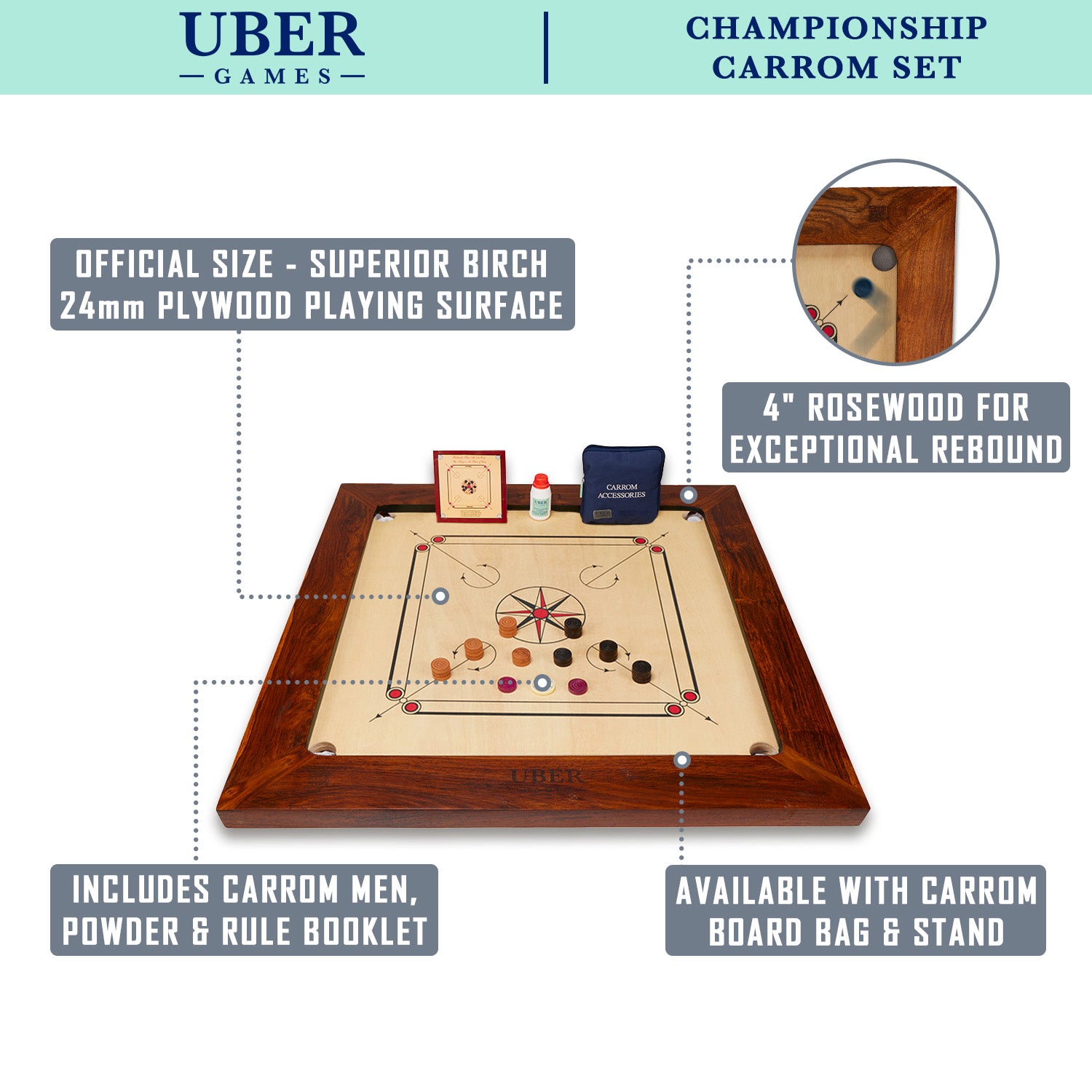 Championship Carrom Board Package