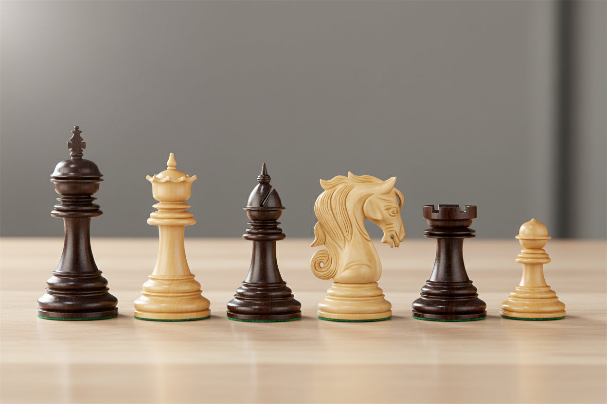 Uber English Cap Boxwood Chess Set & Box – 4.25″