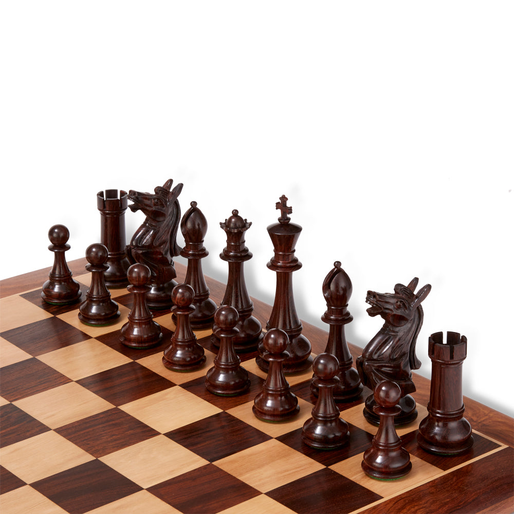 Uber Napoleon Rosewood Chess Pieces & Box - 6"