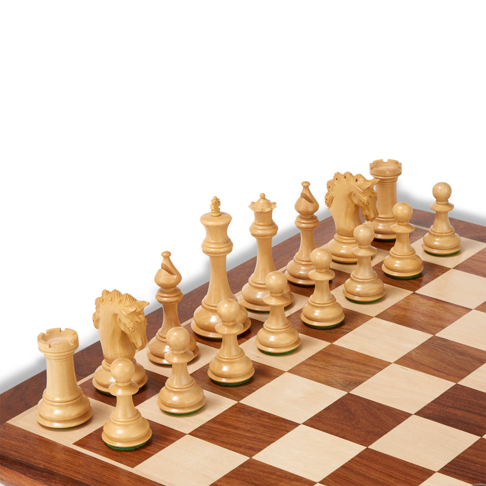 Tilted Mayfield Sheesham Chess Pieces & Box – 4″ King
