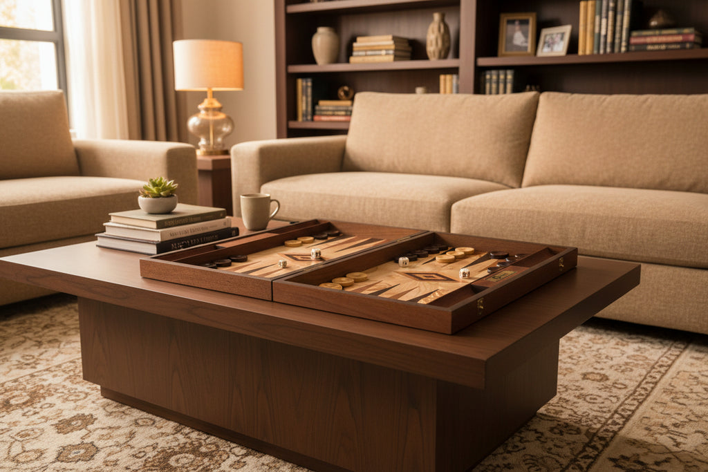 Uber Olive Burl Backgammon Set