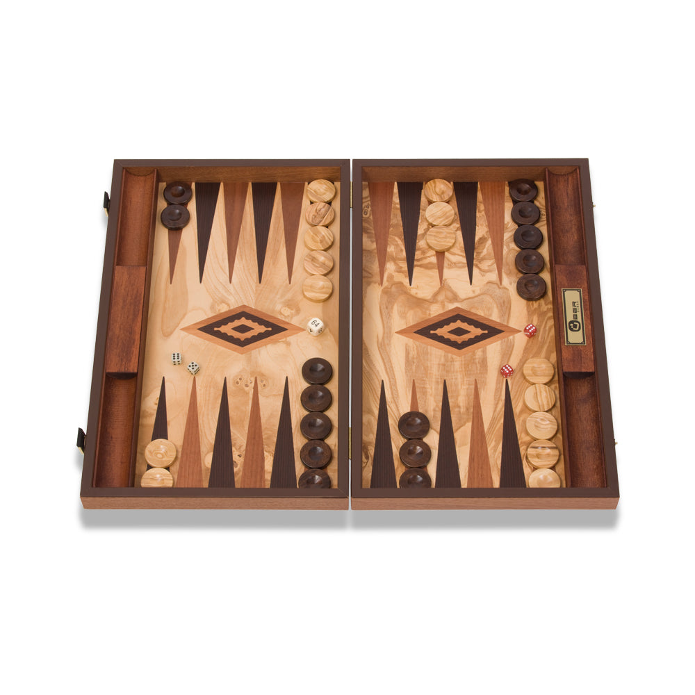 Uber Olive Burl Backgammon Set