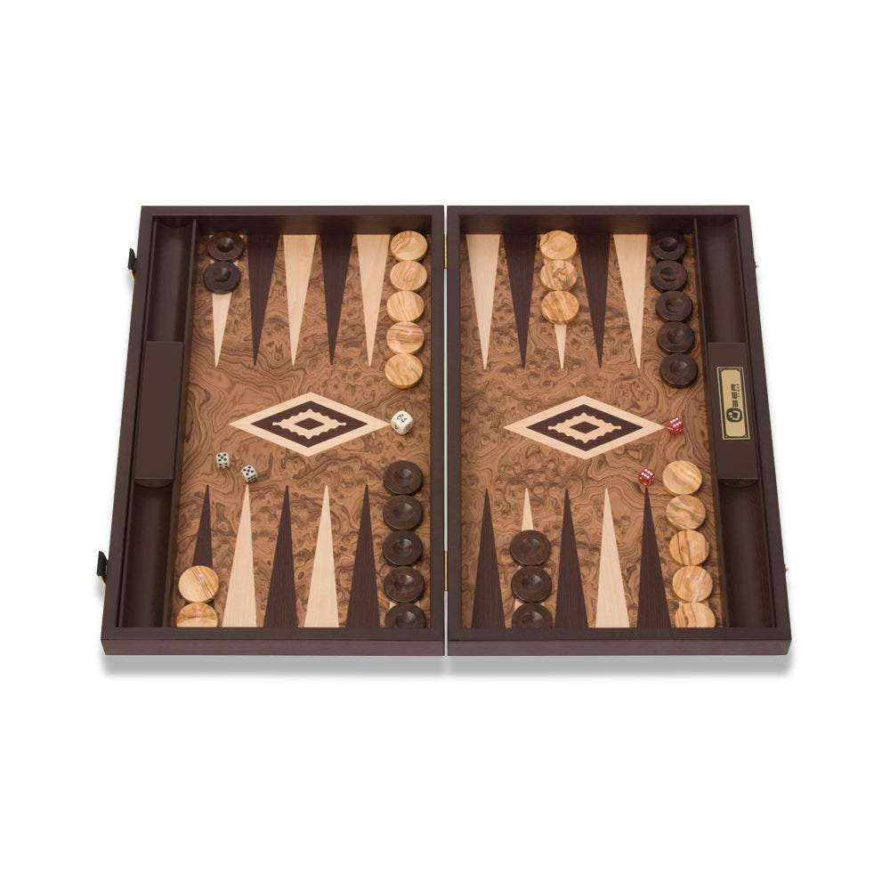 Uber Walnut Burl Backgammon Set