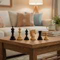 Umbrella Boxwood Chess Pieces & Box – 4″ King