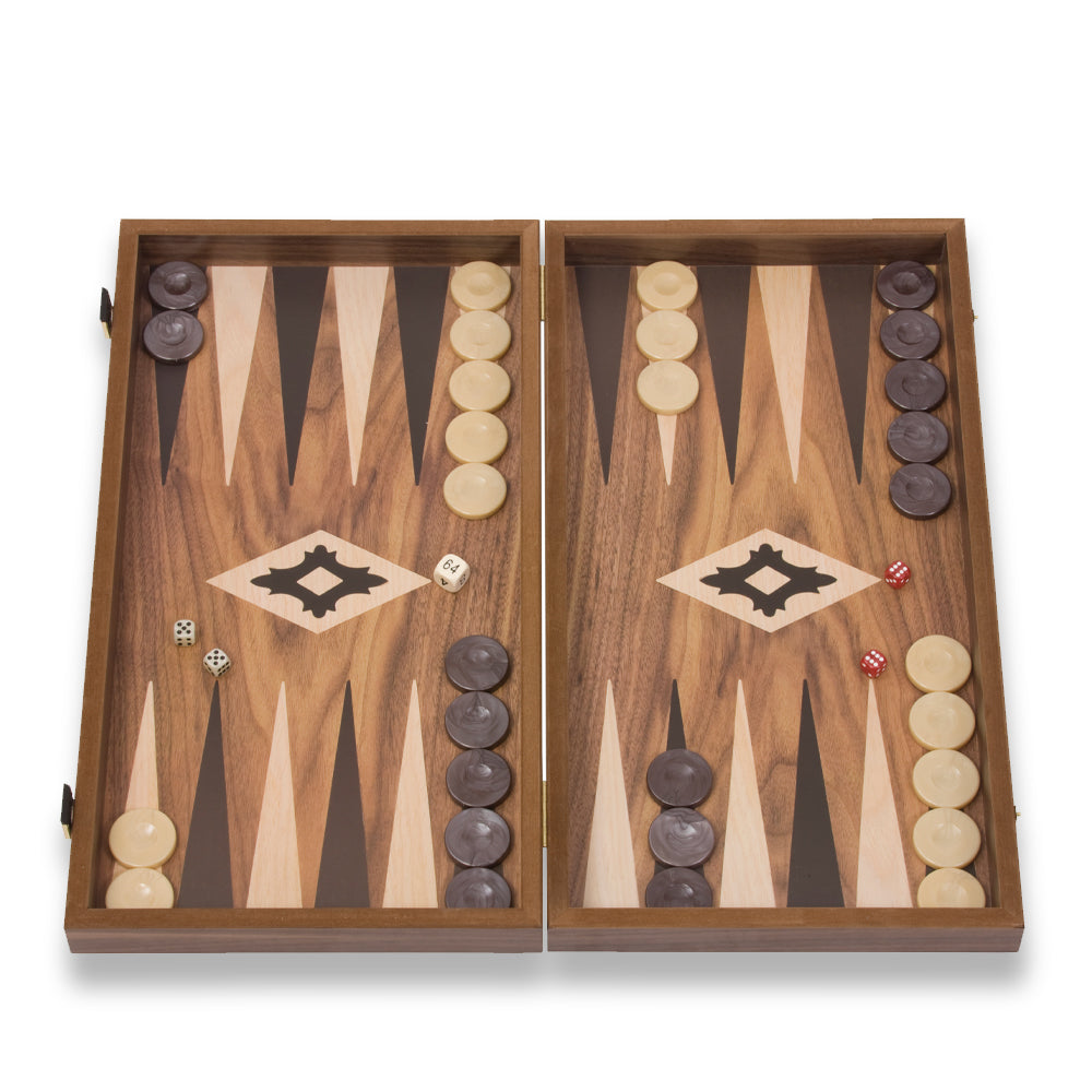 Walnut Veneer Backgammon Set