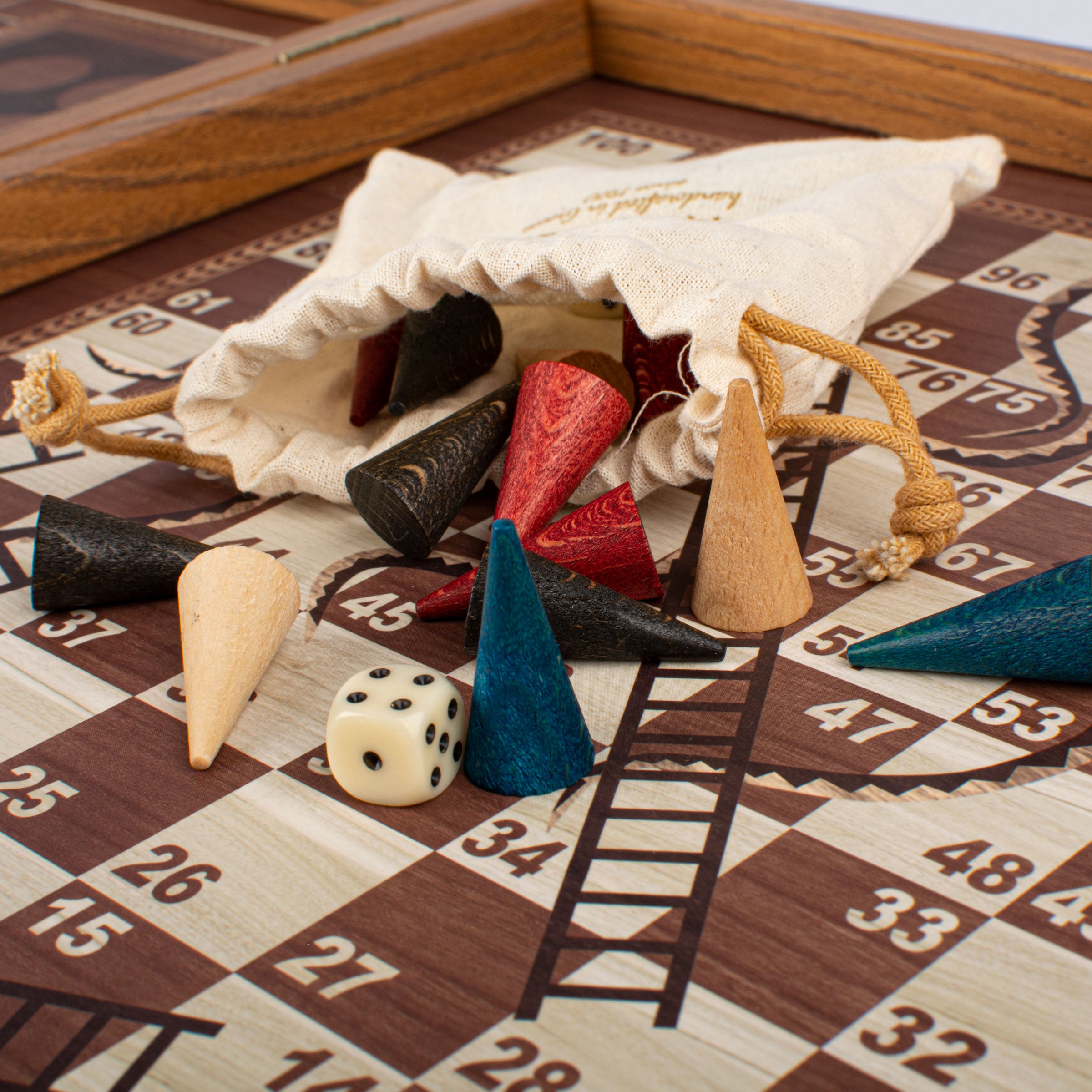 Manopoulos - Classic 4 in 1 Combo Games Set in Walnut replica wooden case