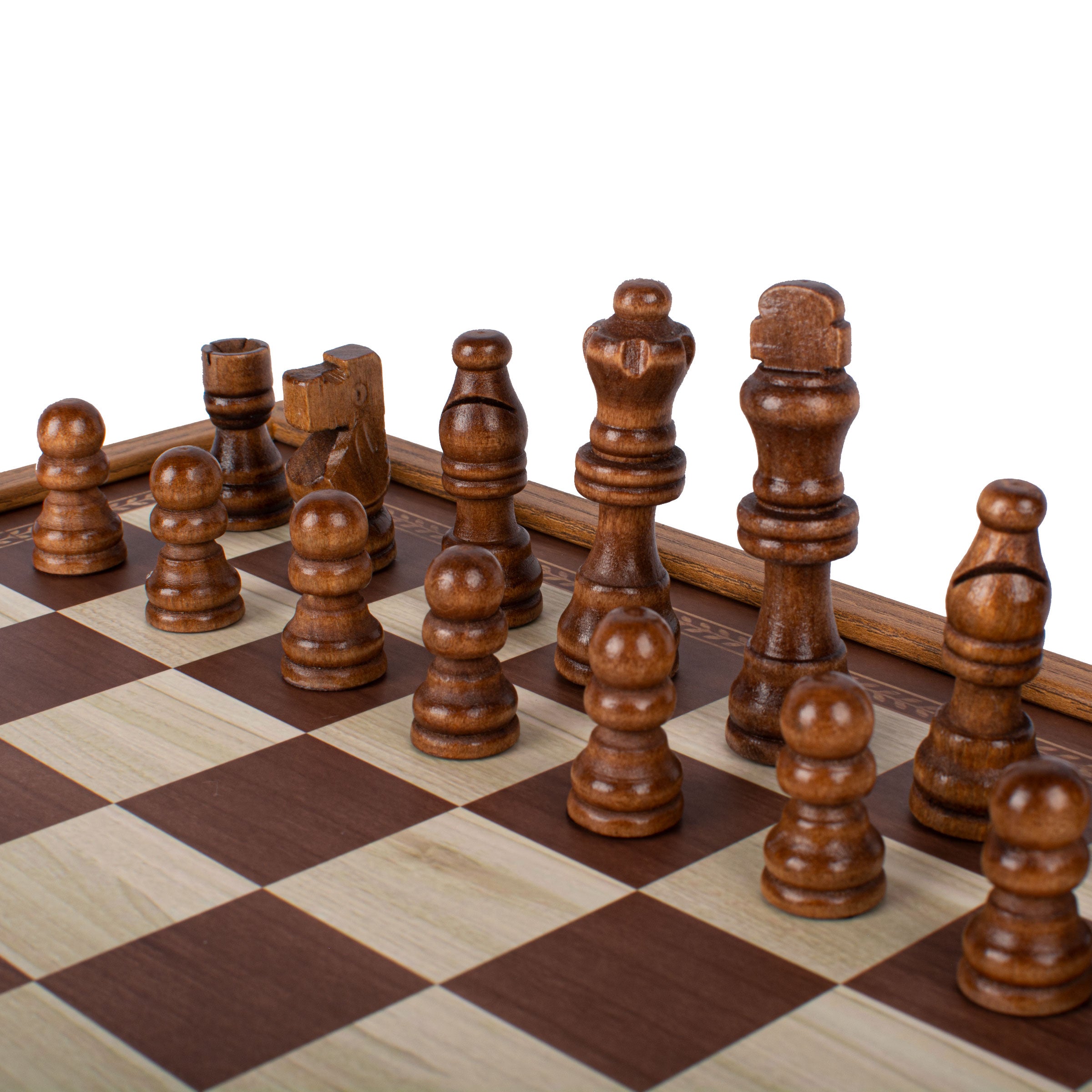 Manopoulos - Classic 4 in 1 Combo Games Set in Walnut replica wooden case
