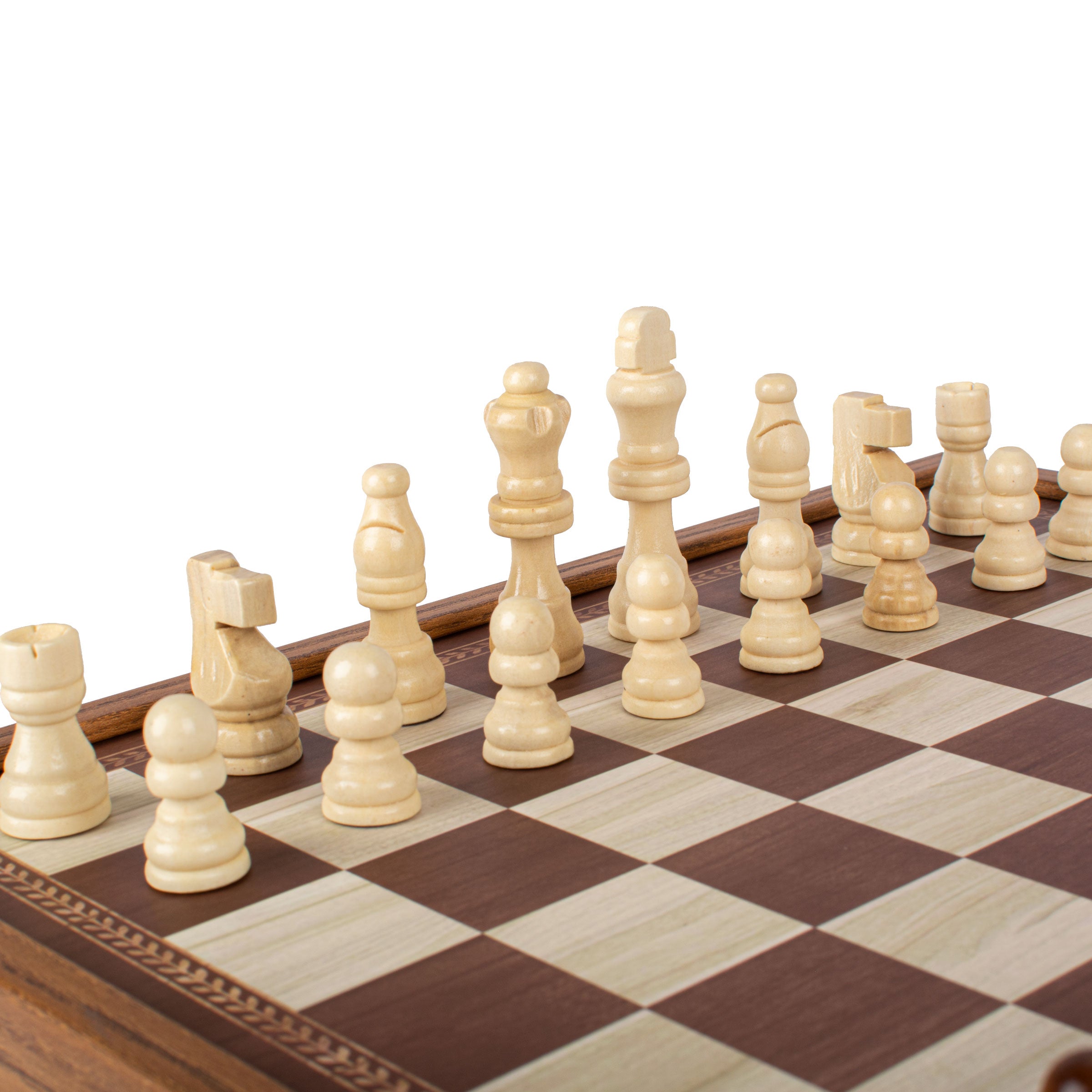 Manopoulos - Classic 4 in 1 Combo Games Set in Walnut replica wooden case