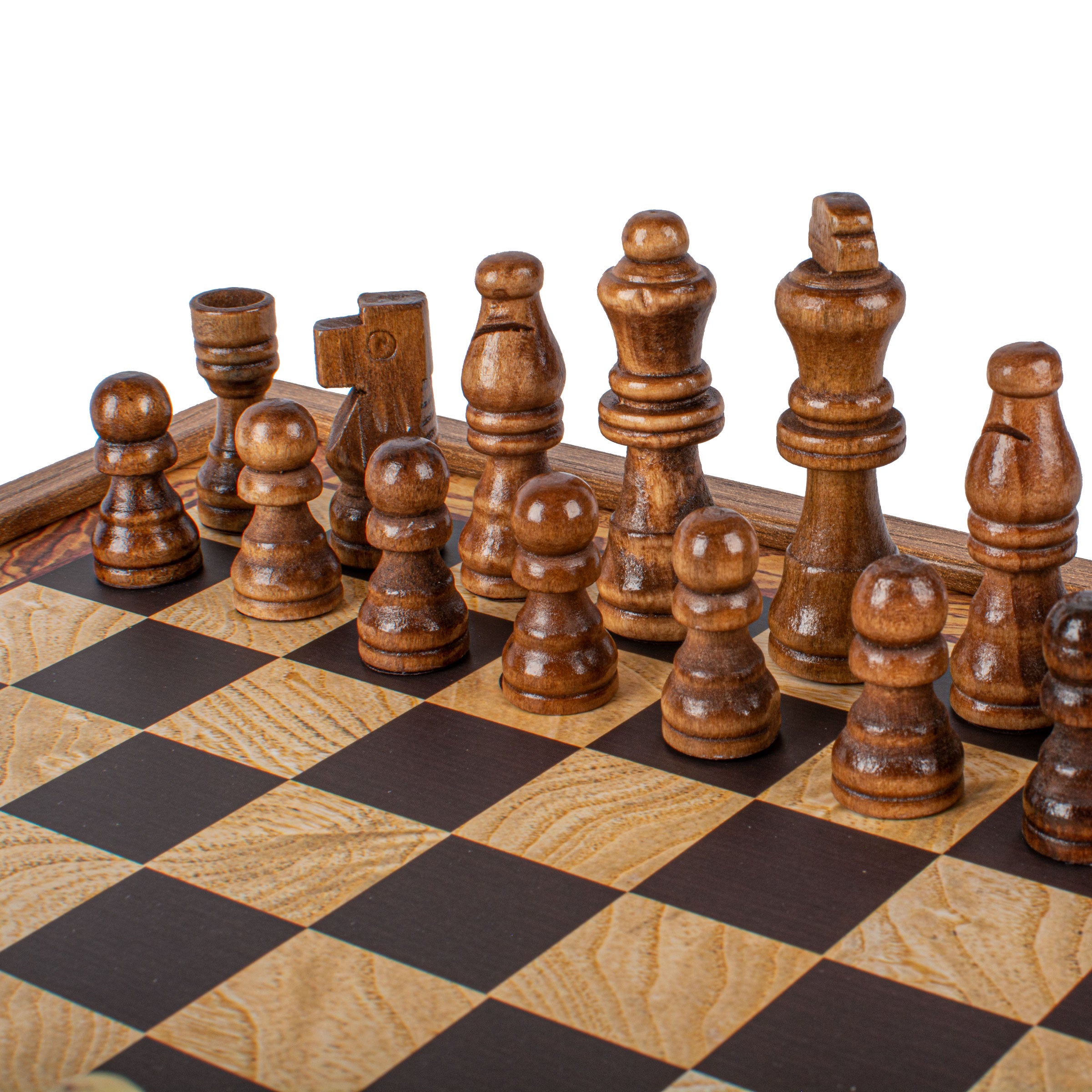 Manopoulos - Classic 2-in-1 Combo Games Set in Walnut replica wooden case (Small)