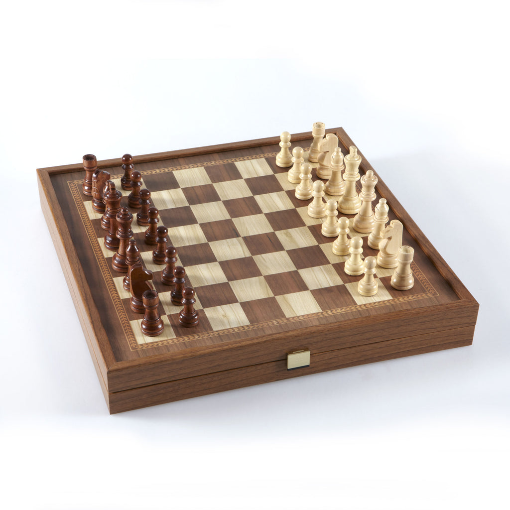 Manopoulos - Classic 2-in-1 Combo Games Set in Walnut replica wooden case (Large)