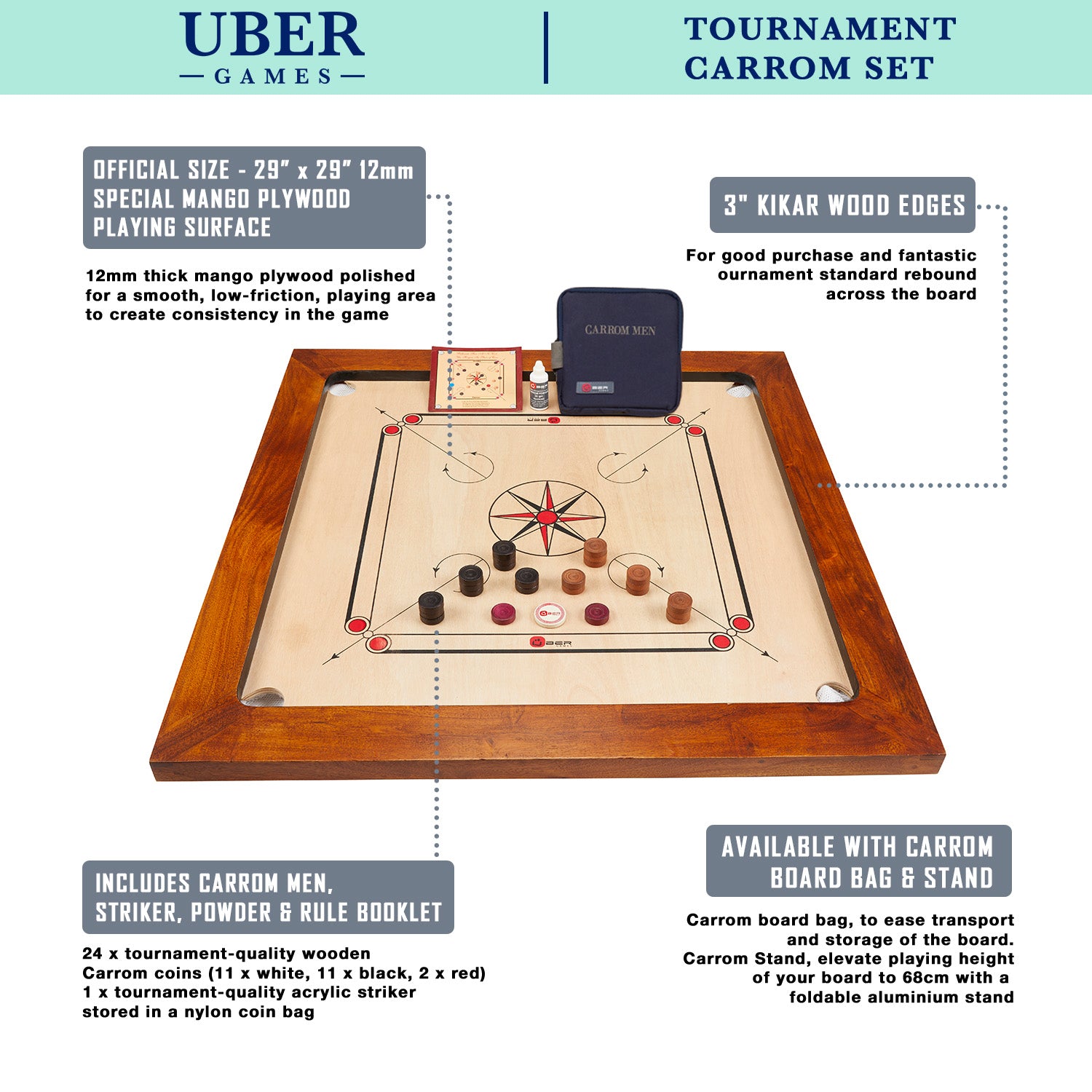 Tournament Carrom Board Package