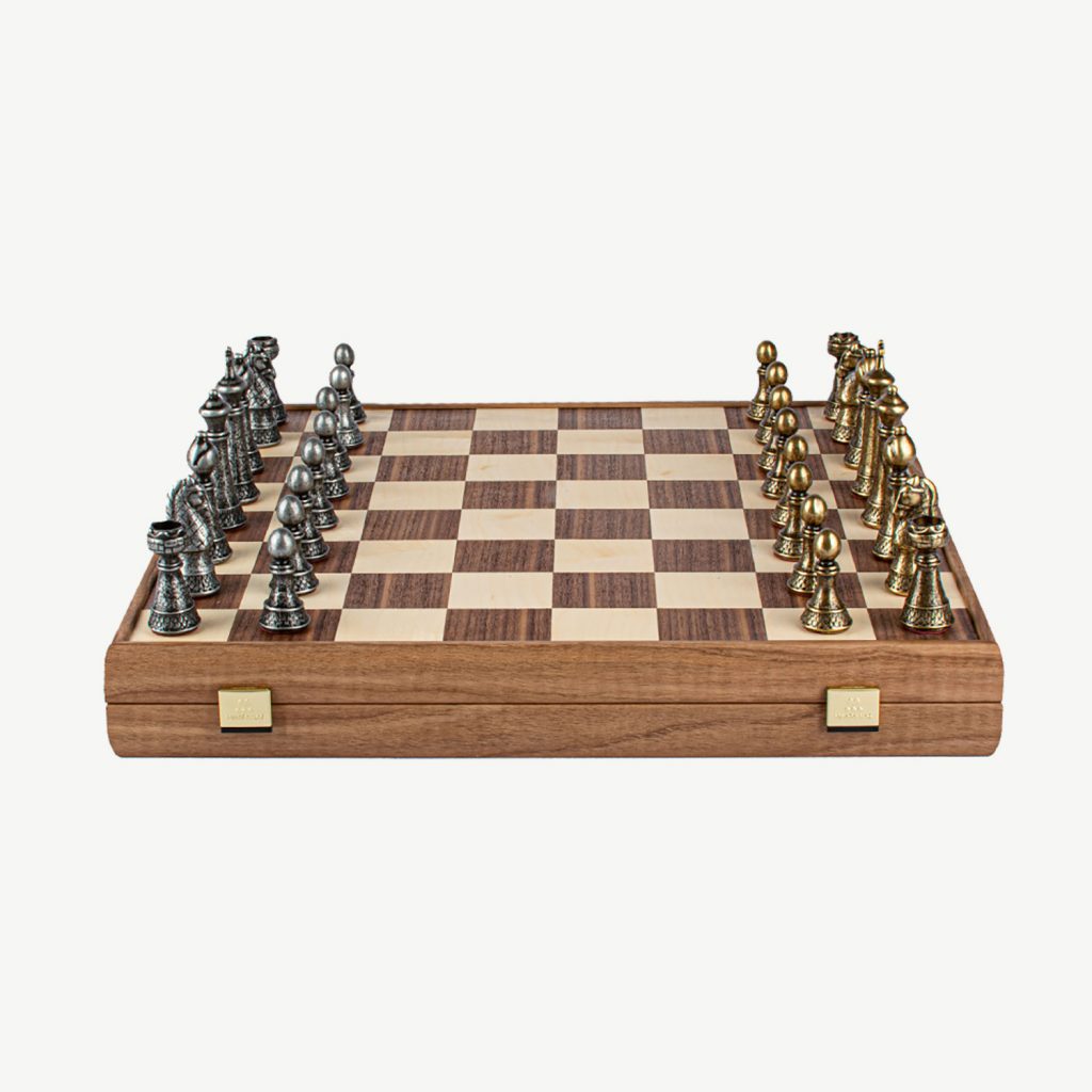 Manopoulos – Premium Brass Pewter Staunton Chess set - Uber Games